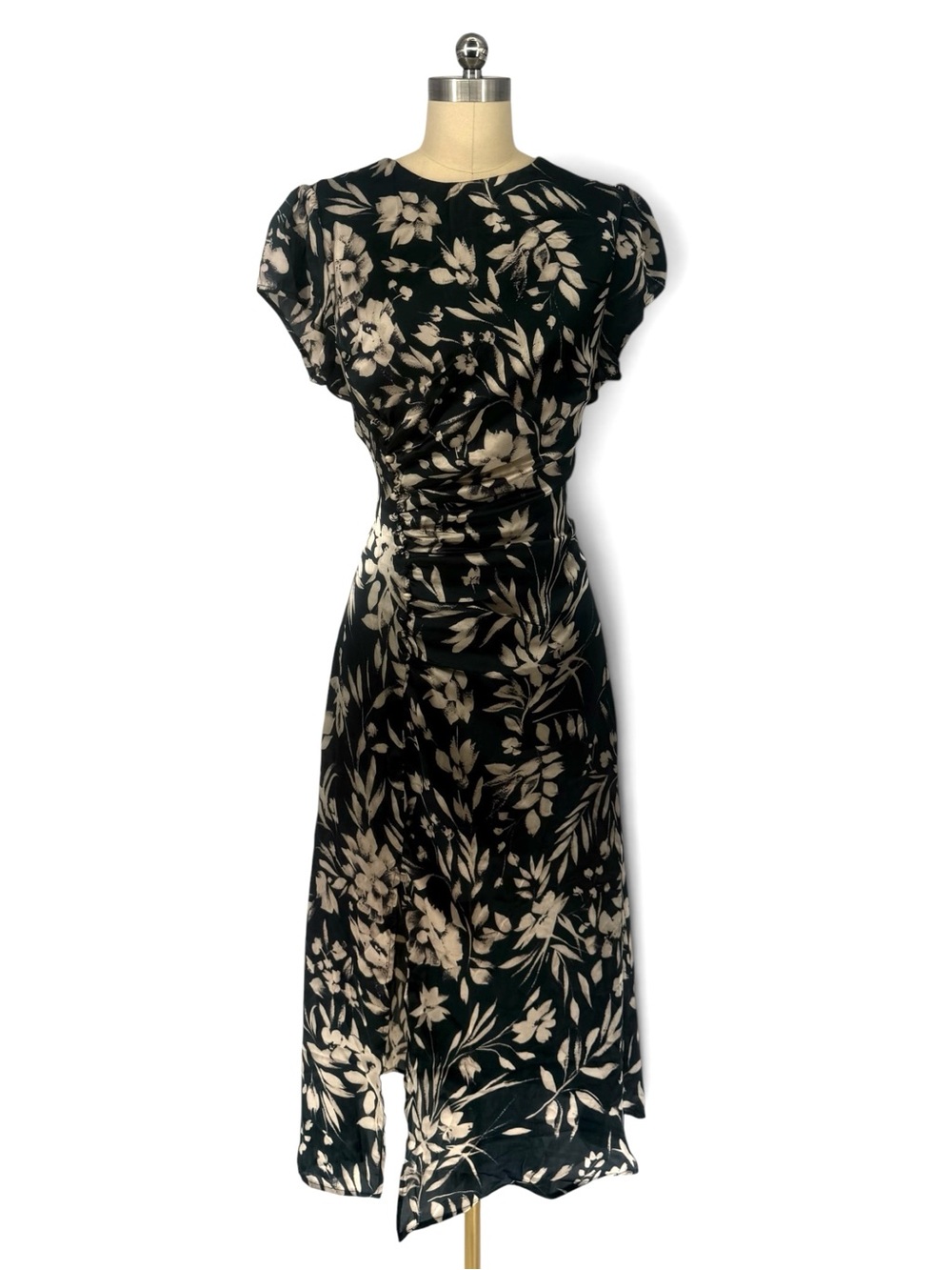 New! Petal & Pup Lisbeth Green Floral Satin Midi Dress Size Medium - Picture 6 of 8